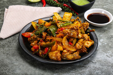 Vietnamese cuisine - fried frog with vegetables