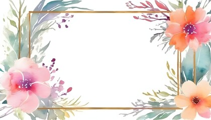 Golden frame with watercolor of Beauty Flower