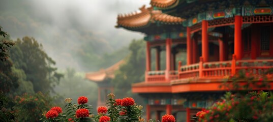 Chinese architecture banner background for design