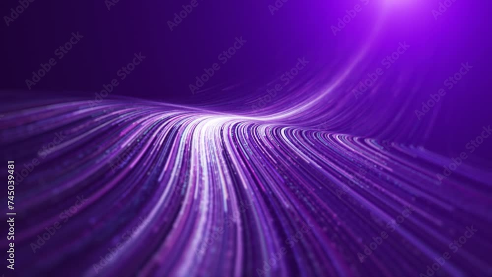 Wall mural purple particle light flow, beautiful and elegant particle lines. purple stream with striped, flowin