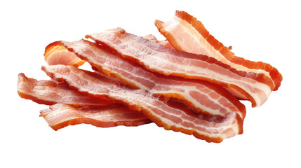 Obraz premium Bacon slices isolated on transparent a white background 