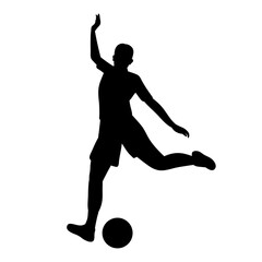 Fototapeta na wymiar silhouette of a man playing football, on a white background
