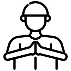 greeting Muslim man. vector single icon with a dashed line style. suitable for any purpose. for example: website design, mobile app design, logo, etc.
