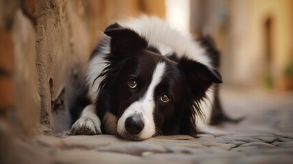 Fototapeta premium Gorgeous border collie canine Alert.