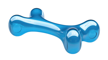 Blue rubber dog bone isolated on transparent a white background 