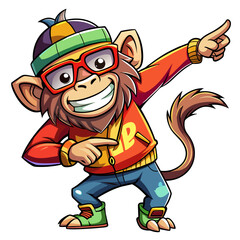 Cool Monkey Dabbing Cartoon Vector Icon Illustration