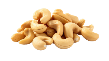 Cashews nuts isolated on transparent a white background