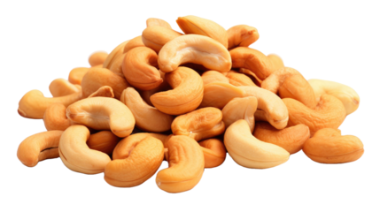 Cashews nuts isolated on transparent a white background