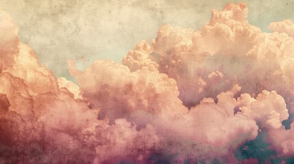 artistic soft cloud and sky with grunge paper texture - generative ai