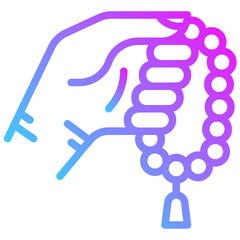 prayer beads. vector single icon with a dashed line style. suitable for any purpose. for example: website design, mobile app design, logo, etc.