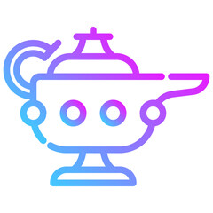 magic lamp. vector single icon with a dashed line style. suitable for any purpose. for example: website design, mobile app design, logo, etc.