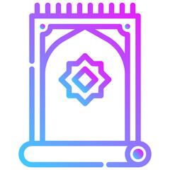 prayer rug. vector single icon with a dashed line style. suitable for any purpose. for example: website design, mobile app design, logo, etc.