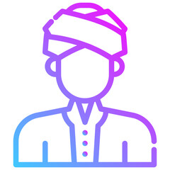 Muslim man avatar. vector single icon with a dashed line style. suitable for any purpose. for example: website design, mobile app design, logo, etc.
