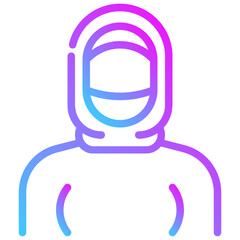 woman hijab. vector single icon with a dashed line style. suitable for any purpose. for example: website design, mobile app design, logo, etc.