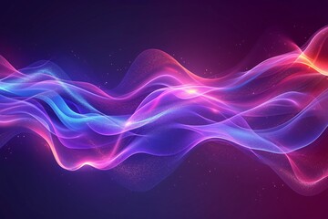 Vibrant see-through fluid flow with violet neon wave and blue luminous lines on a dazzling background, creating a fiery light trail and glowing curves.