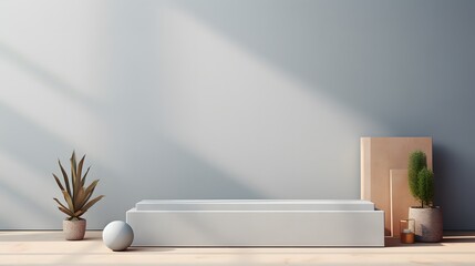 Centered podium in minimalist setup.