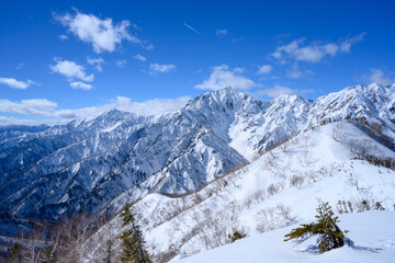 Fototapeta na wymiar 【北アルプス】冬の小遠見山山頂からの眺望