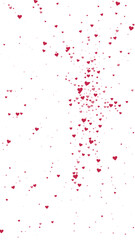 Red hearts scattered on white background.