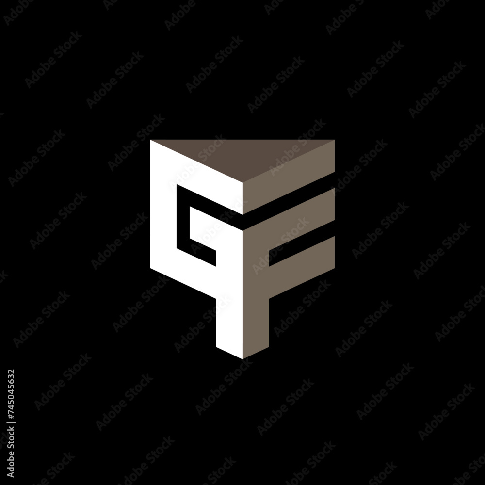 Poster g and f - monogram or logotype. gf - initials or 3d logo. vector design element or 3d icon.