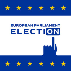 European Parliament election. Online voting. The finger presses the 