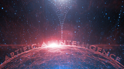 Digital computer artificial intelligence cyberspace illustration background.