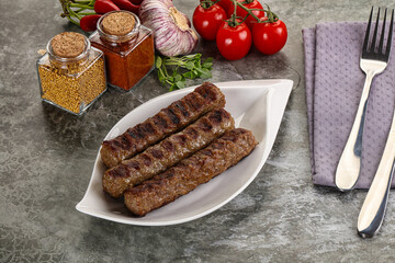 Grilled beef kebab minced meat