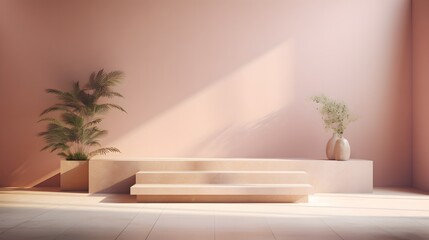 Fototapeta premium Centered podium in minimalist setup.