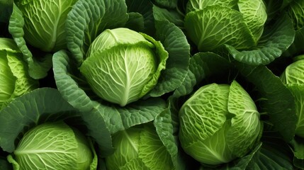 Obraz premium Fresh green cabbage grows in the garden. Large cabbage leaves . Gardening and agriculture.