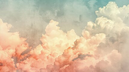 artistic soft cloud and sky with grunge paper texture - generative ai