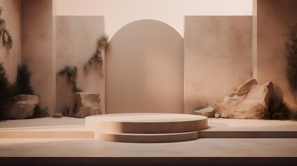 Centered podium in minimalist setup.