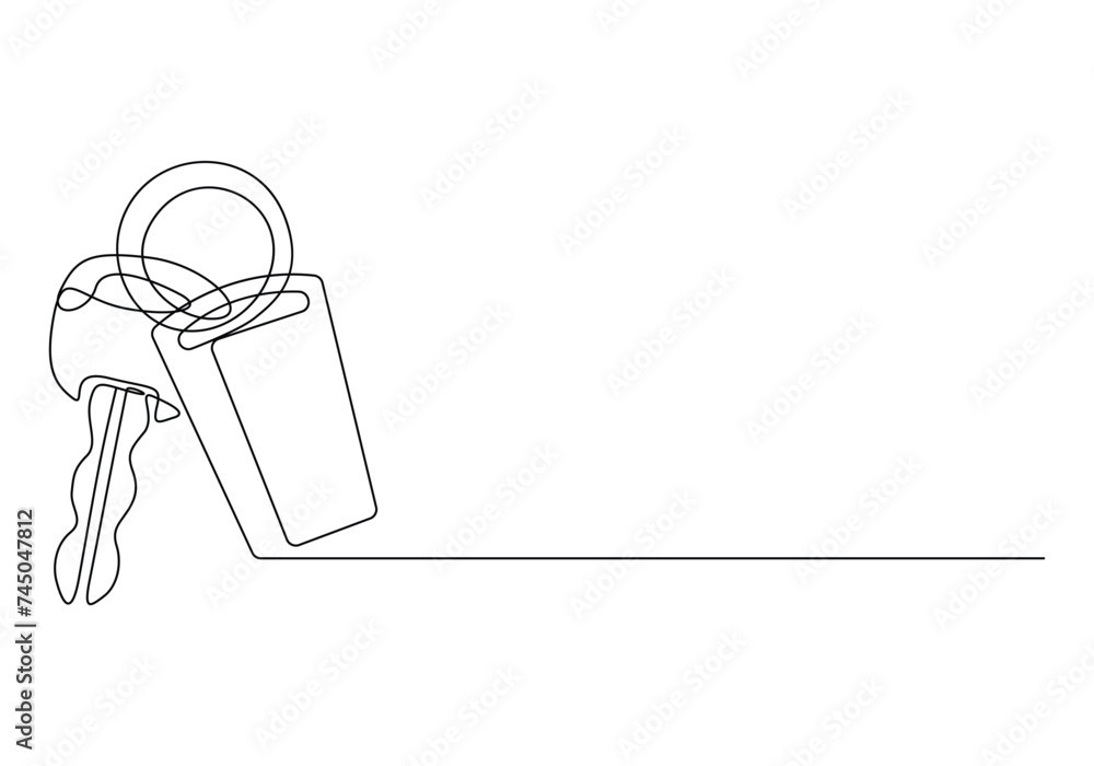 Aufkleber continuous one line art key. isolated on white background vector illustration. free vector