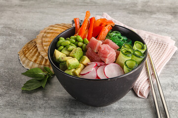 Hawaiian cuisine - poke with tuna and rice