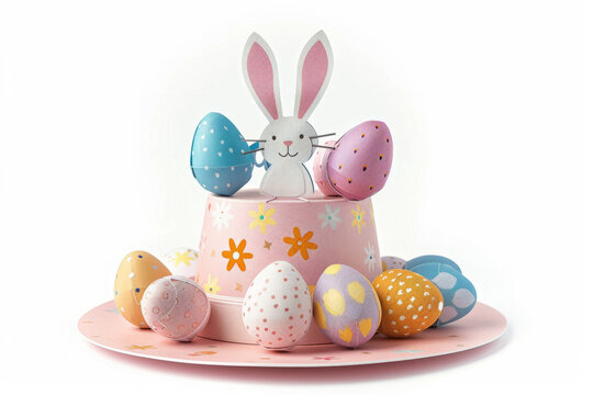 A cute handmade Easter bonnet hat covered with easter decorations
