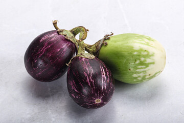 Heap of raw asian baby eggplant