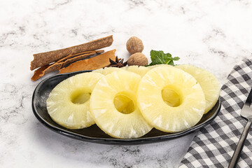 Sweet Canned pineapple in the bowl