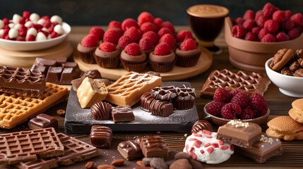 A table full of chocolates and pastries generative ai - Powered by Adobe