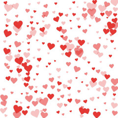 Red hearts scattered on white background.