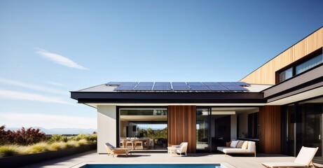 Modern home with solar panels for sustainability