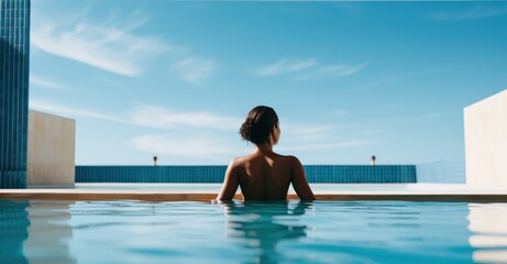 Sensual woman relaxing in a luxurious spa pool