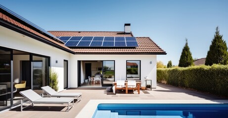 Fototapeta premium Modern home with solar panels for sustainability