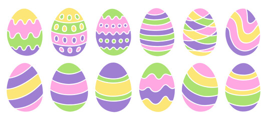 Set of Easter eggs on white