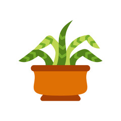 Indoor Plant In Pot Flat Style
