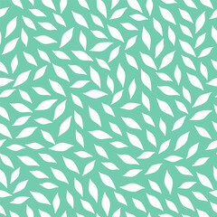 Green seamless pattern with white leaves