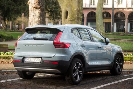 Mulhouse - France - 25 february 2024 - Rear view of grey Volvo XC 40 parked in the street