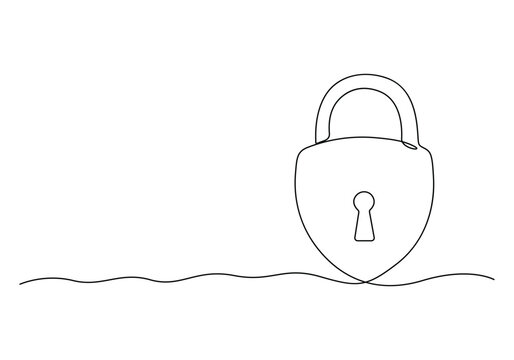 recommend clip art: One continuous line drawing of padlock. Isolated on white background vector illustration. Pro vector