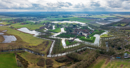 Fototapeta na wymiar aerial view of Bourtange, a fortified village in the Netherlands