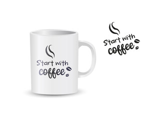 cup of coffee start with coffe mug