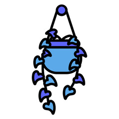 Indoor Plant In Hanging Pot Filled Blue Style