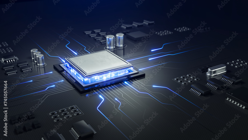 Poster circuit board, central computer processors cpu concept