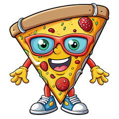 Cute Cool Pizza Slice Wearing Glasses